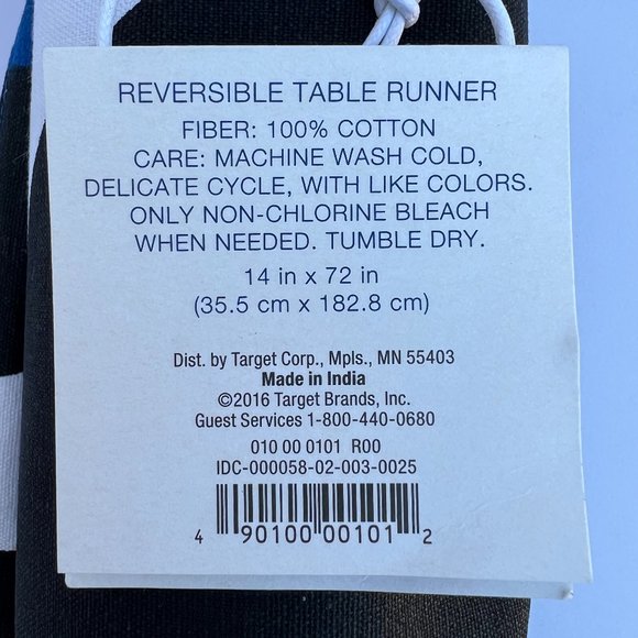 MARIMEKKO for Target NWT Reversible Table Runner Blue/Black/White RARE - Picture 5 of 6